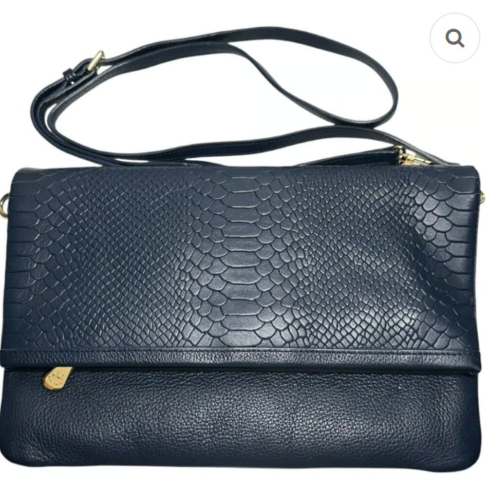 GiGi New York 'Rachel' Crossbody Snakeskin Embossed Leather (Navy)